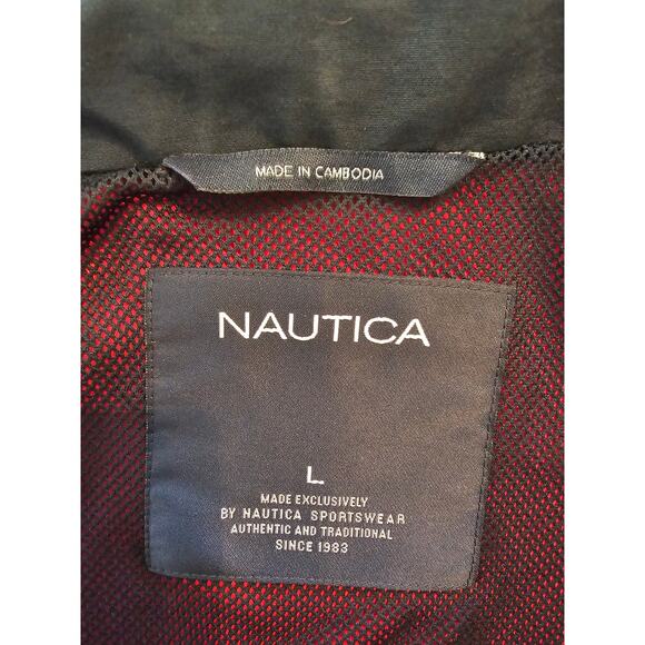 NAUTICA Red Blue Hoodie Windbreaker Jacket Coat size Men's Large - Picture 8 of 11